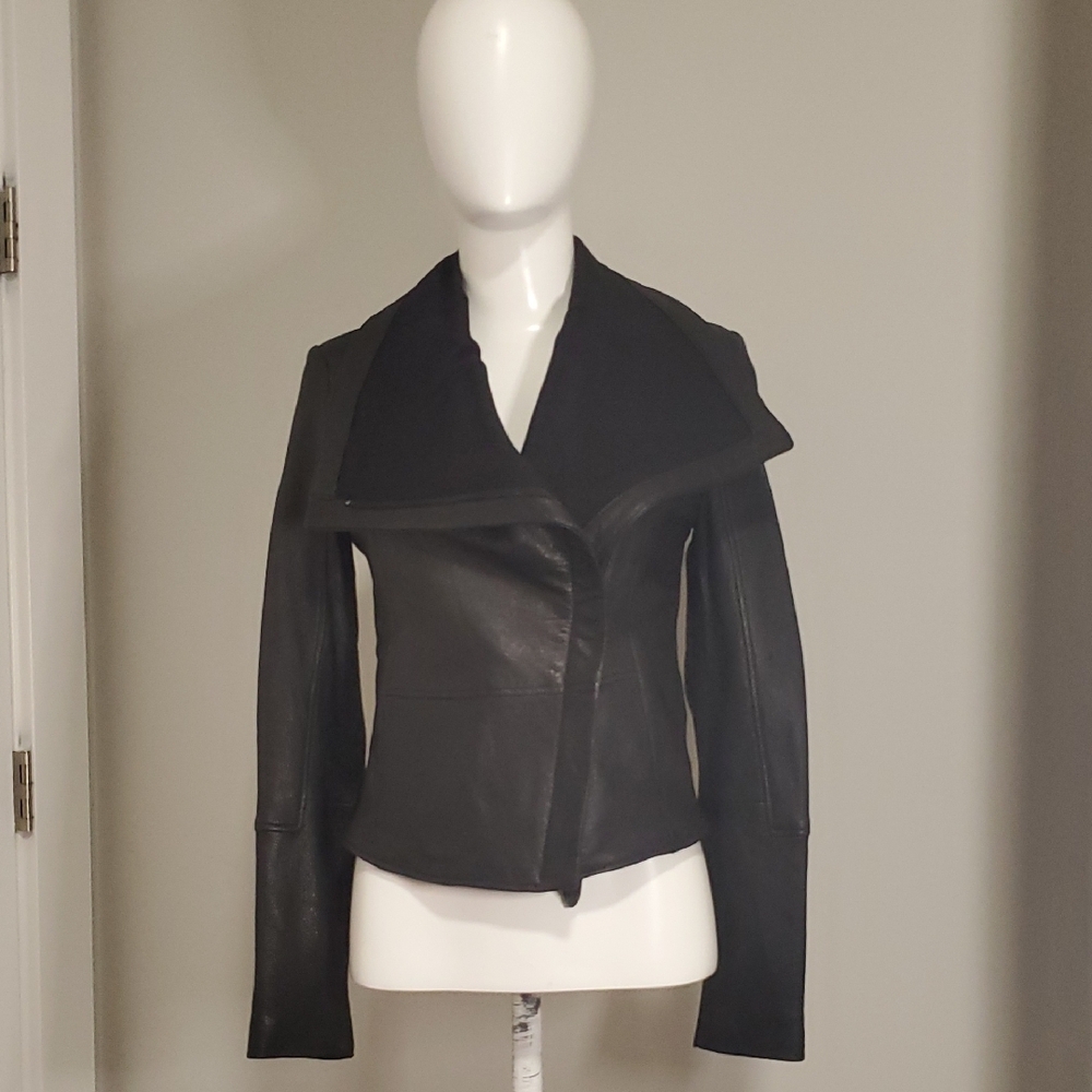 BCBGMaxAzria Fitted Black Leather Jacket